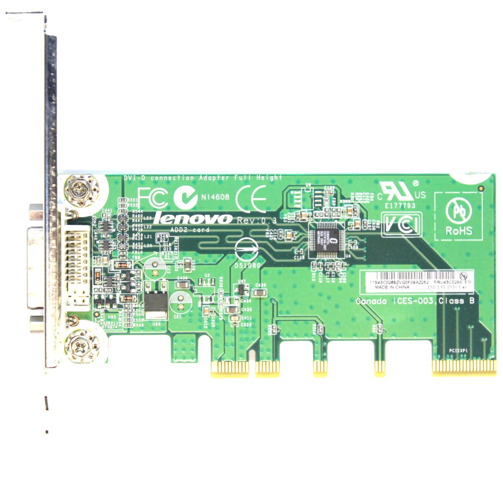 IBM Lenovo DVI-D PCI-E Video Connection Graphic Adapter Card ADD2 FRU 43C0258 4060787027948