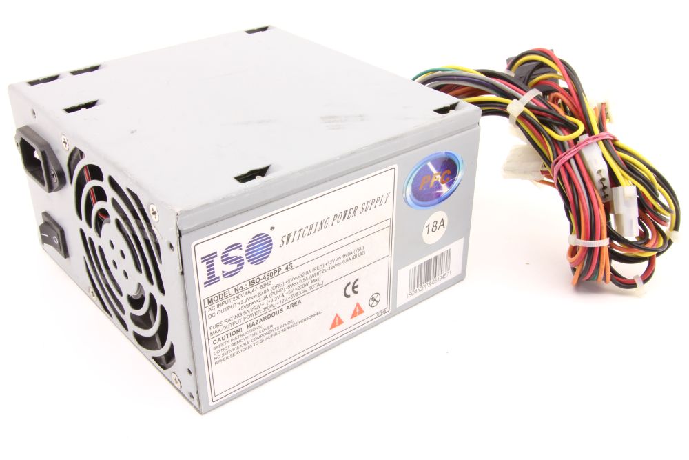ISO Model ISO-450PP 4S 350W ATX Computer Switching Power Supply PC Netzteil