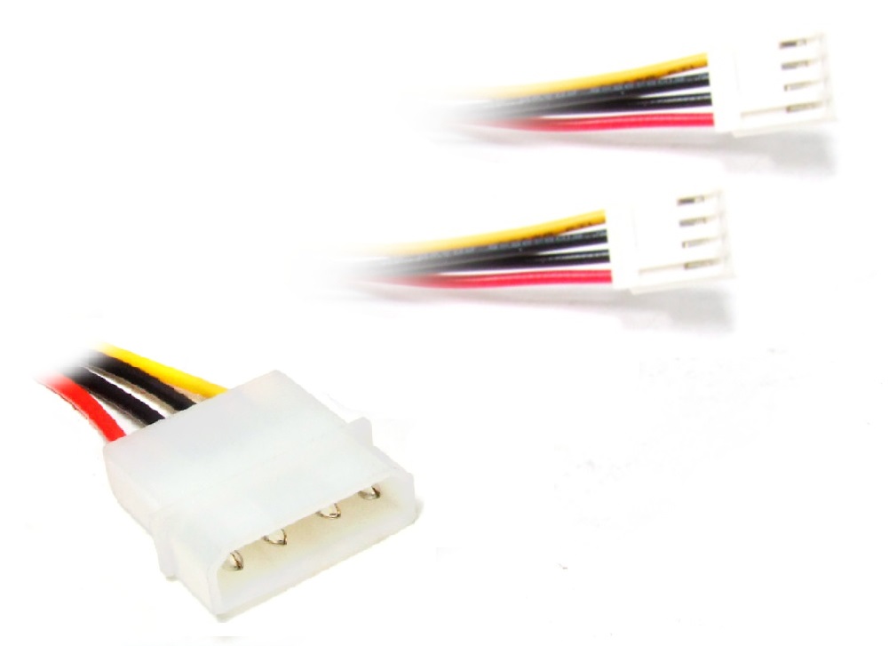 Molex 4-Pin Male Plug to 2x Floppy Connector Splitter Adapter Y Strom Kabel 15cm 4060787370273