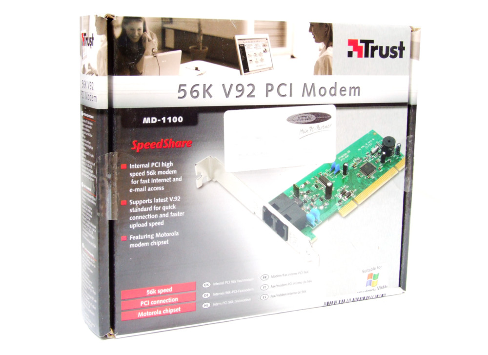 Trust Internal PCI Modem MD1100 56K V92 RJ11 Line Phone / Internes FaxModem