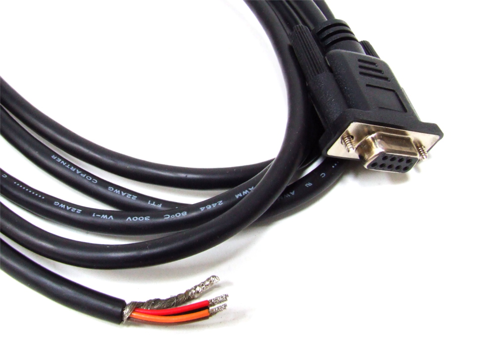 DSub DB9Pin Serial Com Port RS232 Female Connector Cable to Open