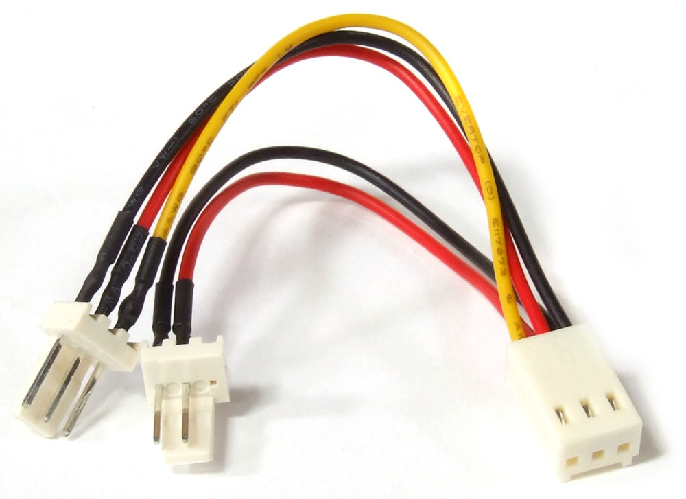 PC Fan Power Splitter YCable 3Pin Female to 2x Male Lüfter StromKabel Adapter