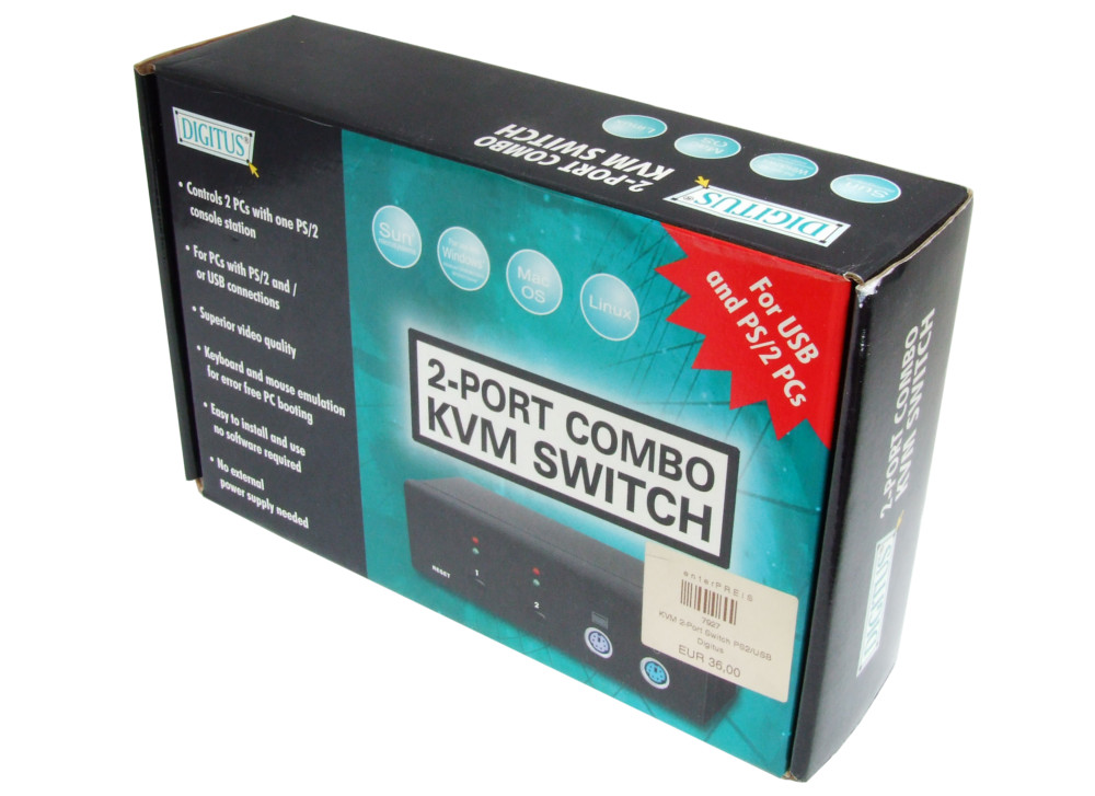 Digitus DC11101 Dual 2Port PS/2 Combo KVM Switch / Umschalter