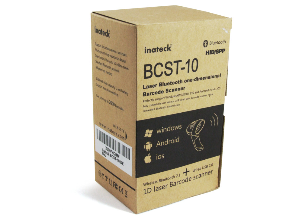 Inateck BCST10 Laser Barcode Scanner Bluetooth 2.0 USB Strichcode